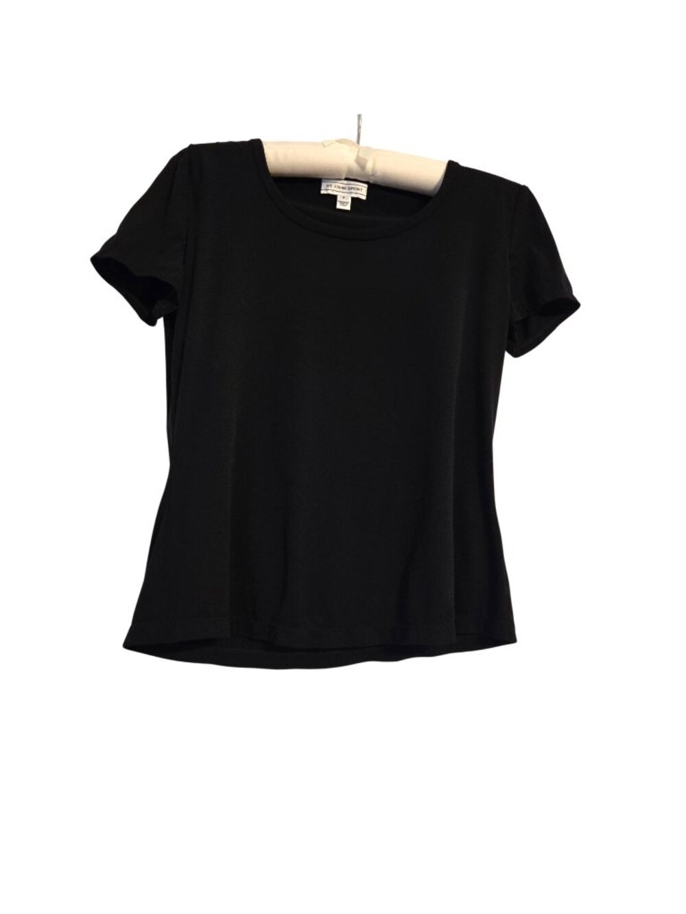 St. John Sport Black Classic Crew Neck Short Sleeve Basic Tee T-Shirt Small